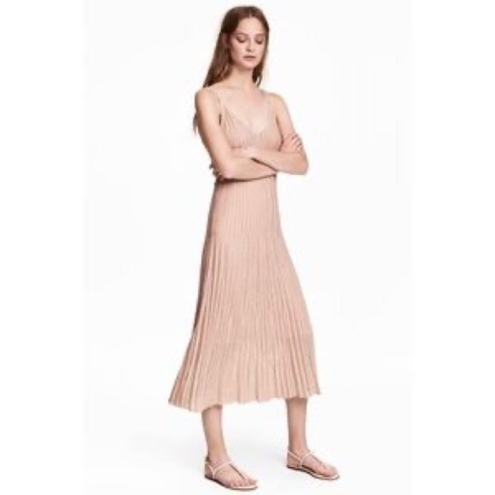 🆕 H&M Glittery Pink Midi Slip Dress - Picture 4 of 4